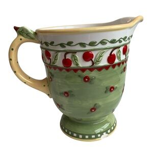 MARY ENGELBREIT Vintage Ceramic Cherries Jubilee Pitcher 1998